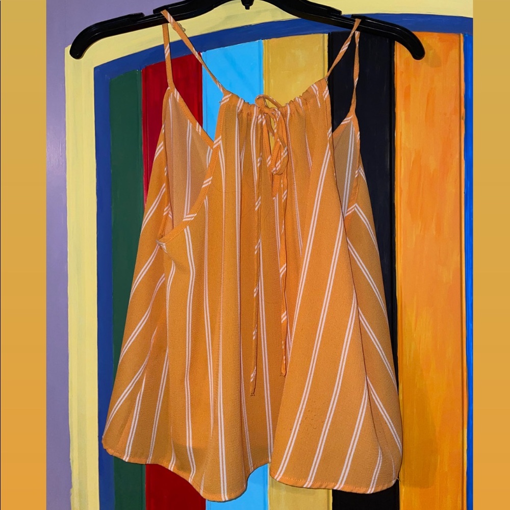 Yellow, sheer, like new tank top. - Picture 3 of 3